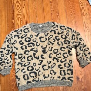 JODIFL Leopard Print Sweater - Beige and Charcoal
